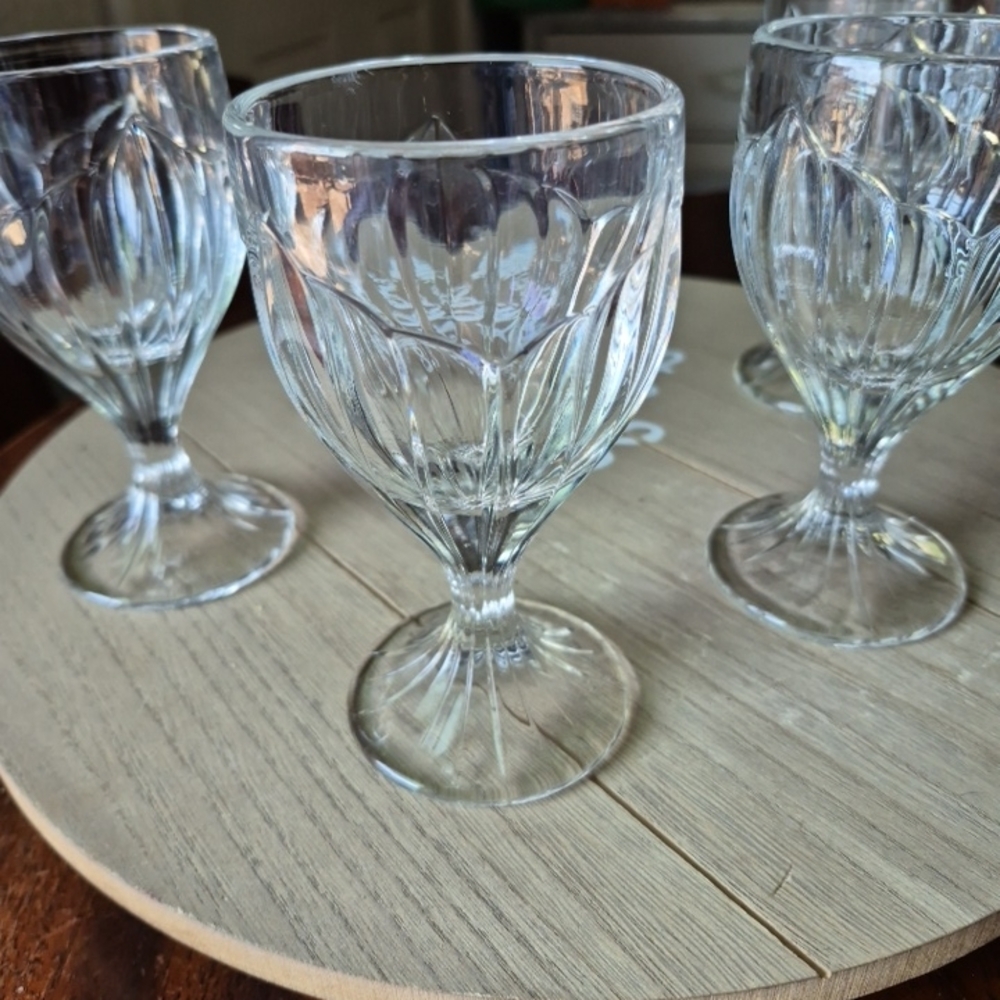 Lenox Day Blossoms Clear Pressed Glass Goblet Set Of 4 Discontinued